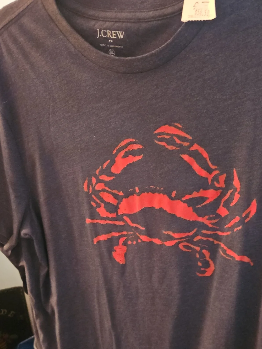 J. Crew Navy T-Shirt with Red Crab Graphic
